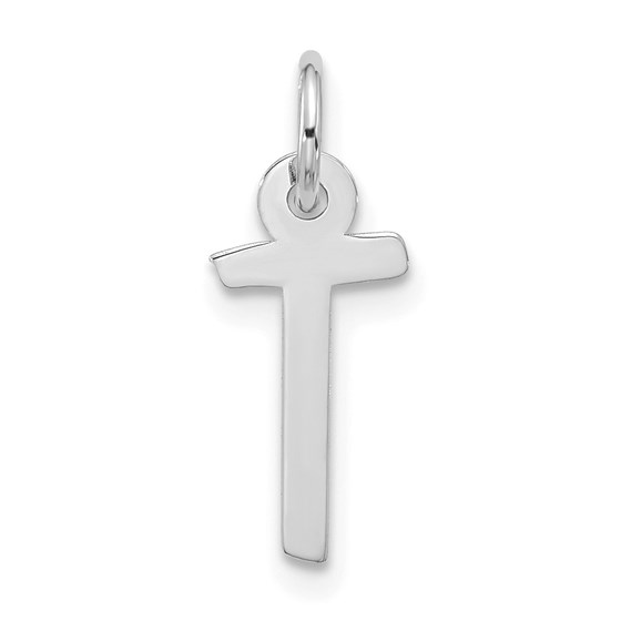 10K White Goldw Large Slanted Block Initial T Charm - 20.75 mm 10K White Goldw Large Slanted Block Initial T Charm - 20.75 mm