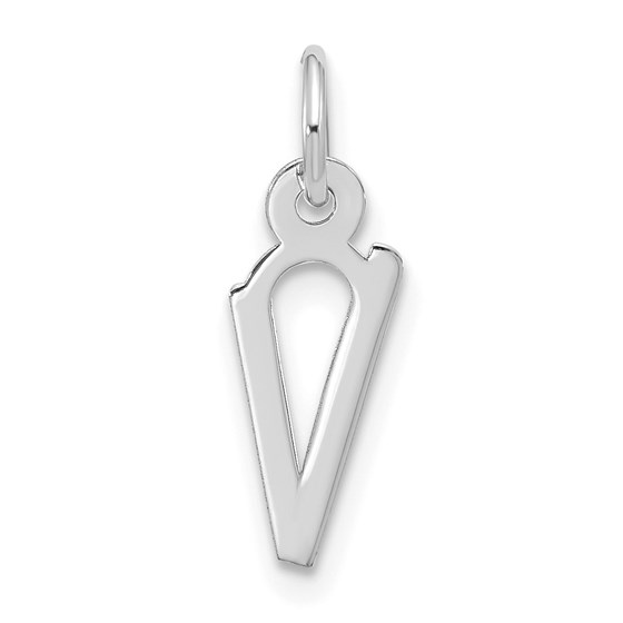 10K White Goldw Large Slanted Block Initial V Charm - 21.15 mm 10K White Goldw Large Slanted Block Initial V Charm - 21.15 mm