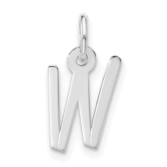 10K White Goldw Large Slanted Block Initial W Charm - 19.15 mm 10K White Goldw Large Slanted Block Initial W Charm - 19.15 mm