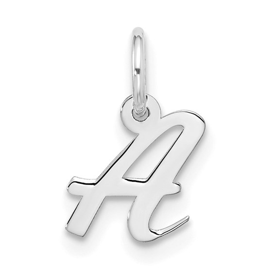 10K White Goldw Small Script Initial A Charm - 15.25 mm 10K White Goldw Small Script Initial A Charm - 15.25 mm