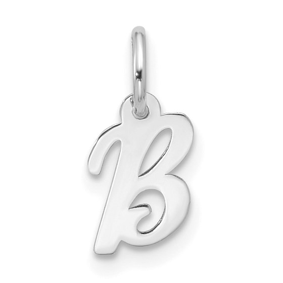 10K White Goldw Small Script Initial B Charm - 17 mm 10K White Goldw Small Script Initial B Charm - 17 mm