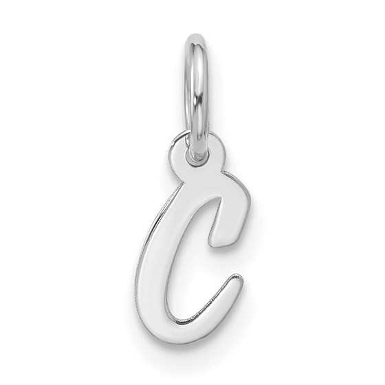 10K White Goldw Small Script Initial C Charm - 16.25 mm 10K White Goldw Small Script Initial C Charm - 16.25 mm