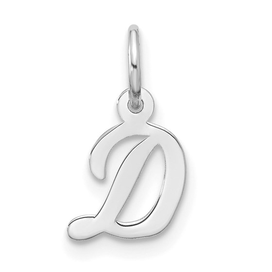 10K White Goldw Small Script Initial D Charm - 16.25 mm 10K White Goldw Small Script Initial D Charm - 16.25 mm