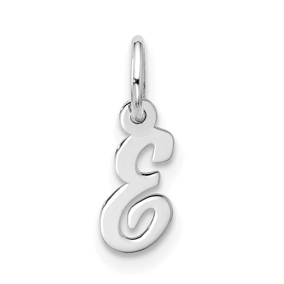 10K White Goldw Small Script Initial E Charm - 17.15 mm 10K White Goldw Small Script Initial E Charm - 17.15 mm
