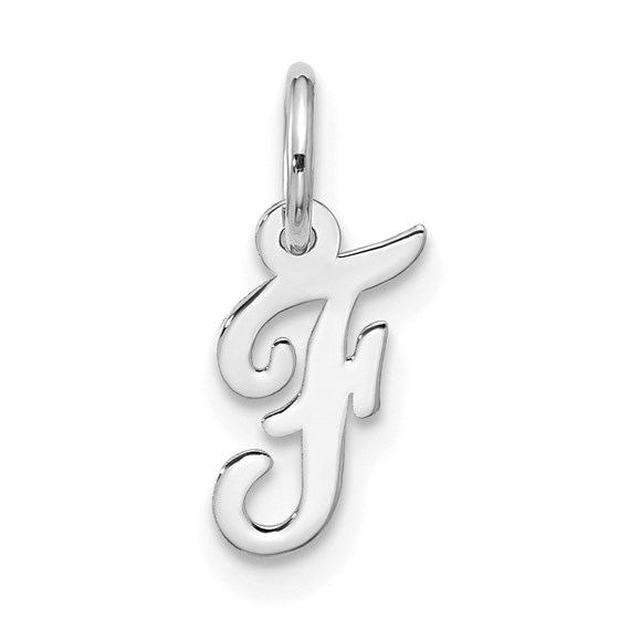 10K White Goldw Small Script Initial F Charm - 17.25 mm 10K White Goldw Small Script Initial F Charm - 17.25 mm