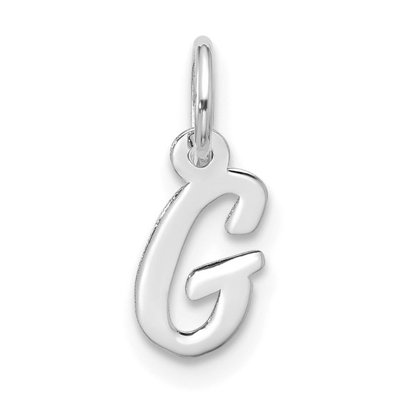 10K White Goldw Small Script Initial G Charm - 16.55 mm 10K White Goldw Small Script Initial G Charm - 16.55 mm