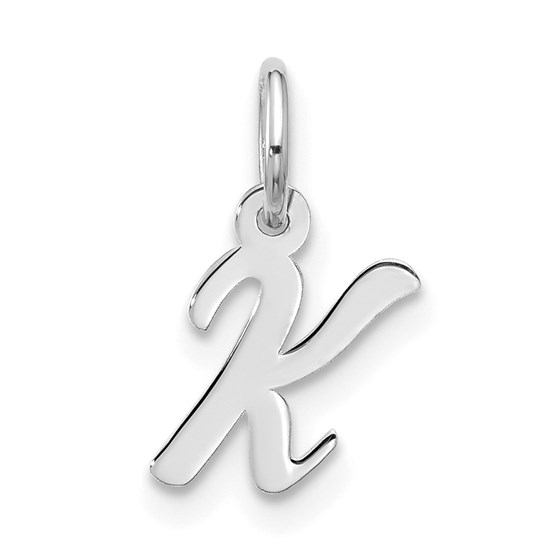 10K White Goldw Small Script Initial K Charm - 16.75 mm 10K White Goldw Small Script Initial K Charm - 16.75 mm