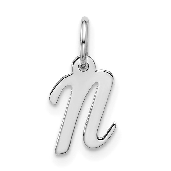 10K White Goldw Small Script Initial N Charm - 16.05 mm 10K White Goldw Small Script Initial N Charm - 16.05 mm