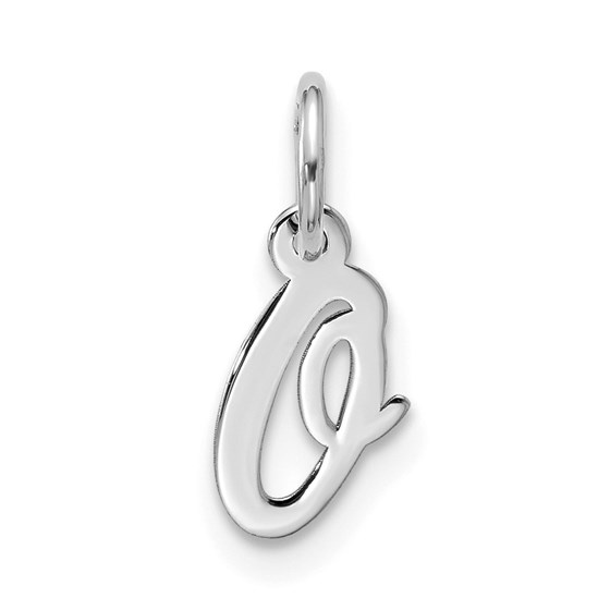10K White Goldw Small Script Initial O Charm - 16.75 mm 10K White Goldw Small Script Initial O Charm - 16.75 mm