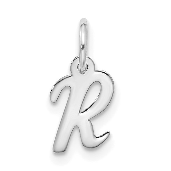 10K White Goldw Small Script Initial R Charm - 15.95 mm 10K White Goldw Small Script Initial R Charm - 15.95 mm