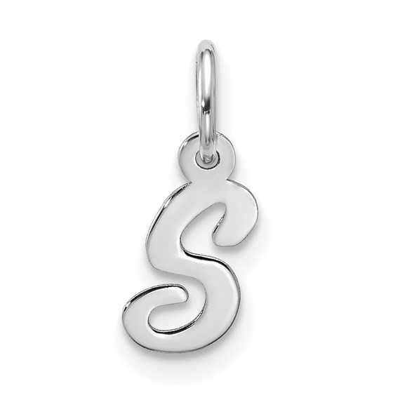 10K White Goldw Small Script Initial S Charm - 16.55 mm 10K White Goldw Small Script Initial S Charm - 16.55 mm