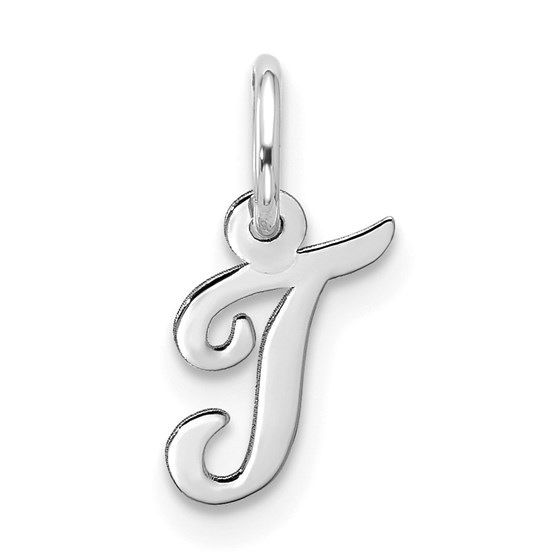10K White Goldw Small Script Initial T Charm - 16.75 mm 10K White Goldw Small Script Initial T Charm - 16.75 mm