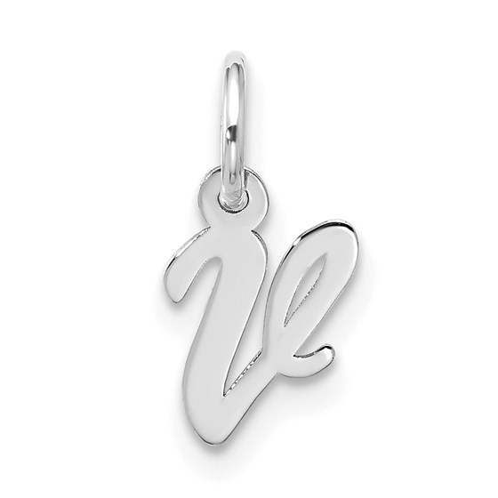 10K White Goldw Small Script Initial V Charm - 15.65 mm 10K White Goldw Small Script Initial V Charm - 15.65 mm