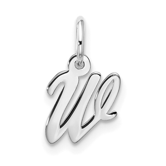 10K White Goldw Small Script Initial W Charm - 16.5 mm 10K White Goldw Small Script Initial W Charm - 16.5 mm