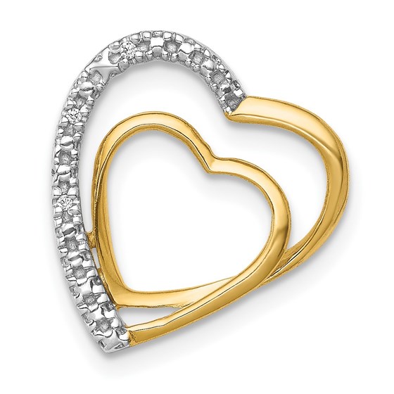 10K Yellow Gold .01ct. Diamond Double Heart Chain Slide 10K Yellow Gold .01ct. Diamond Double Heart Chain Slide