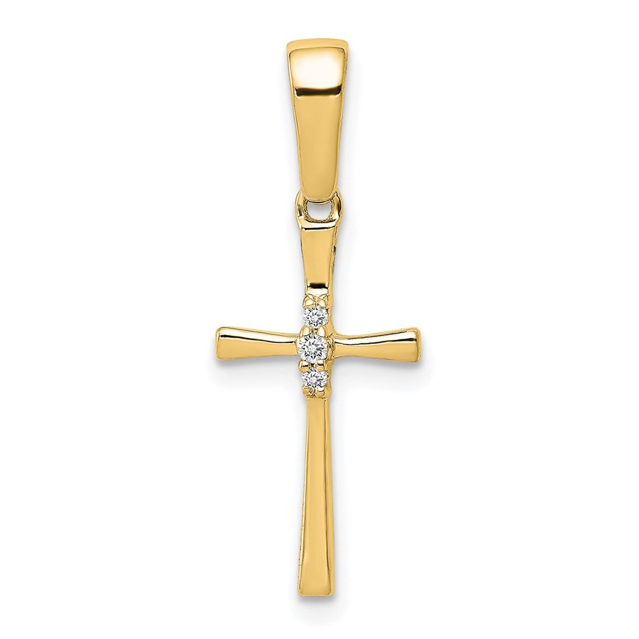 10K Yellow Gold .02ct. Diamond Cross Pendant - 16.5 mm