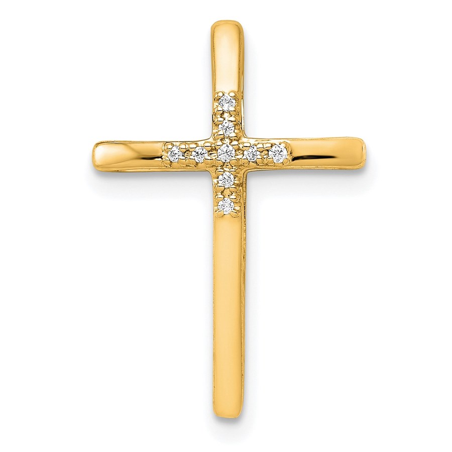 10K Yellow Gold .03ct. Diamond Cross Chain Slide - 20 mm