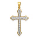 10K Yellow Gold 1/10ct. Diamond Cross Pendant - 30 mm