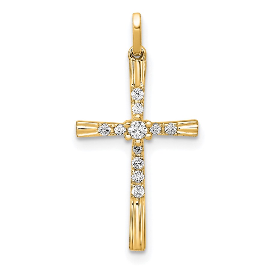 10K Yellow Gold 1/10ct. Diamond Cross Pendant - in.