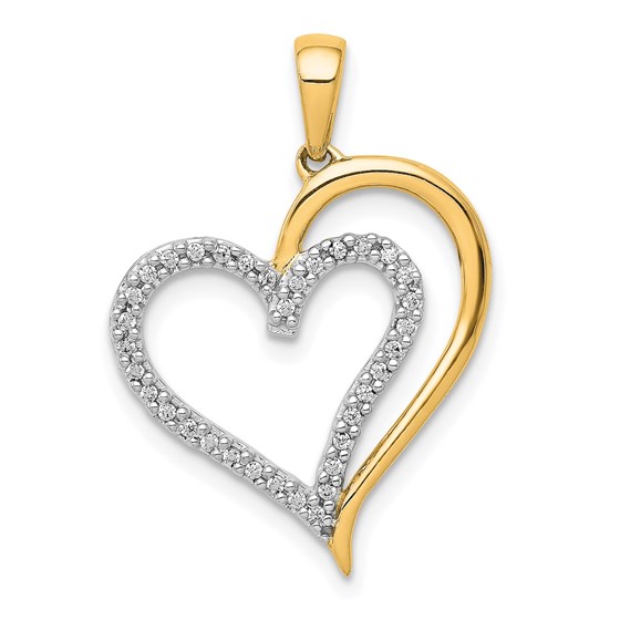 10K Yellow Gold 1/10ct. Diamond Heart Pendant - in. 10K Yellow Gold 1/10ct. Diamond Heart Pendant - in.