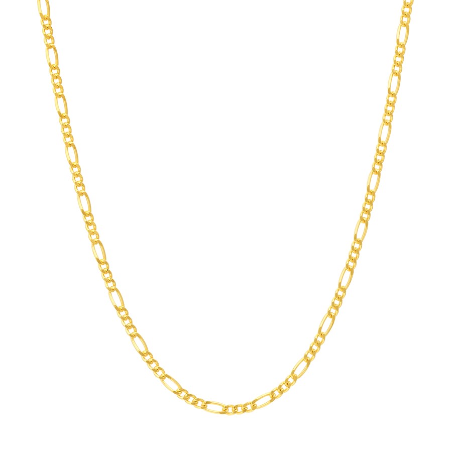 10K Yellow Gold 1.28 mm Concave Figaro Chain Spring Ring - 20in.