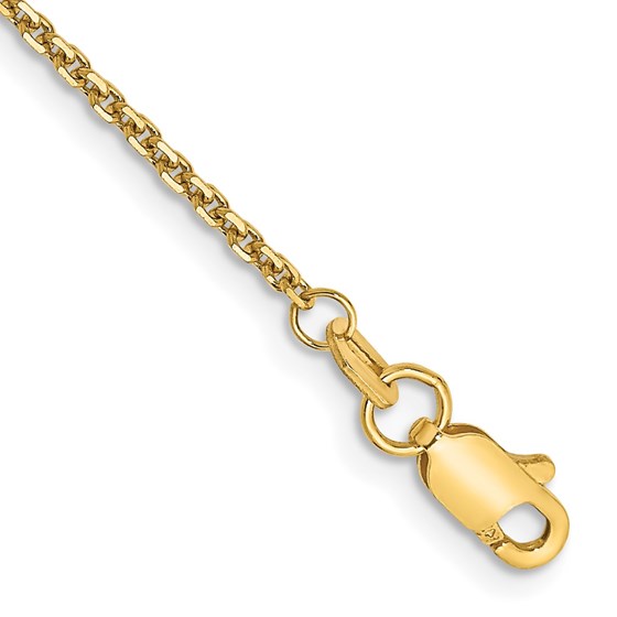 10K Yellow Gold 1.45mm D/C Cable Chain Anklet - 9 in.