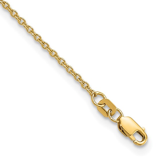 10K Yellow Gold 1.4mm Solid Cable Chain Anklet - 10 in.