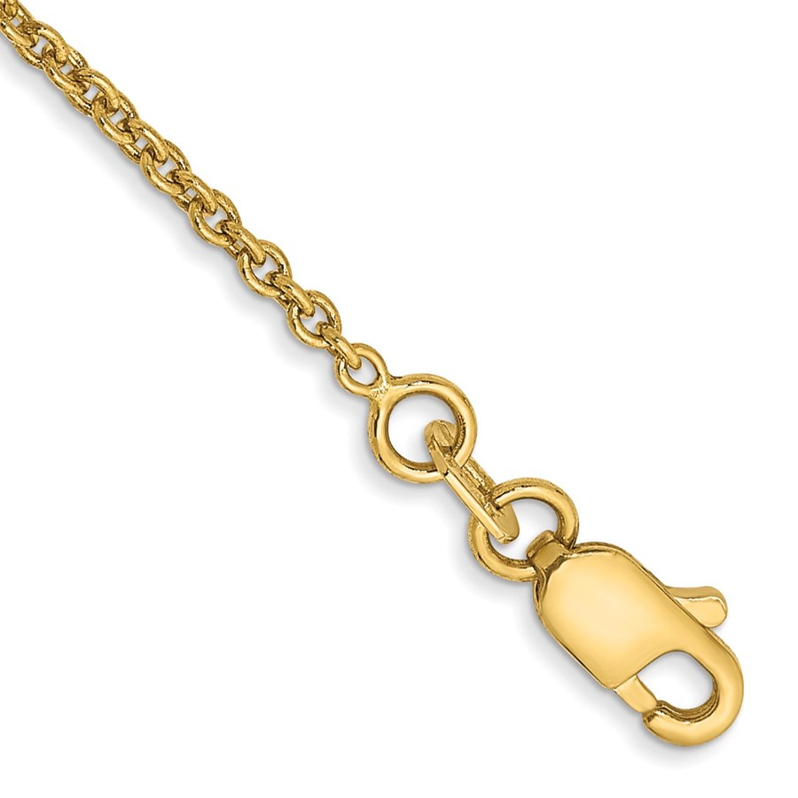 10K Yellow Gold 1.4mm Solid Cable Chain Anklet - 9 in.