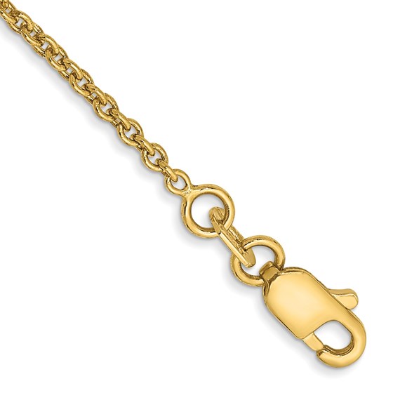 10K Yellow Gold 1.4mm Solid Cable Chain Anklet - 9 in. 10K Yellow Gold 1.4mm Solid Cable Chain Anklet - 9 in.
