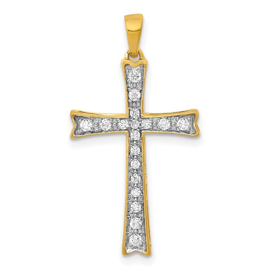 10K Yellow Gold 1/5ct. Diamond Cross Pendant - 29 mm