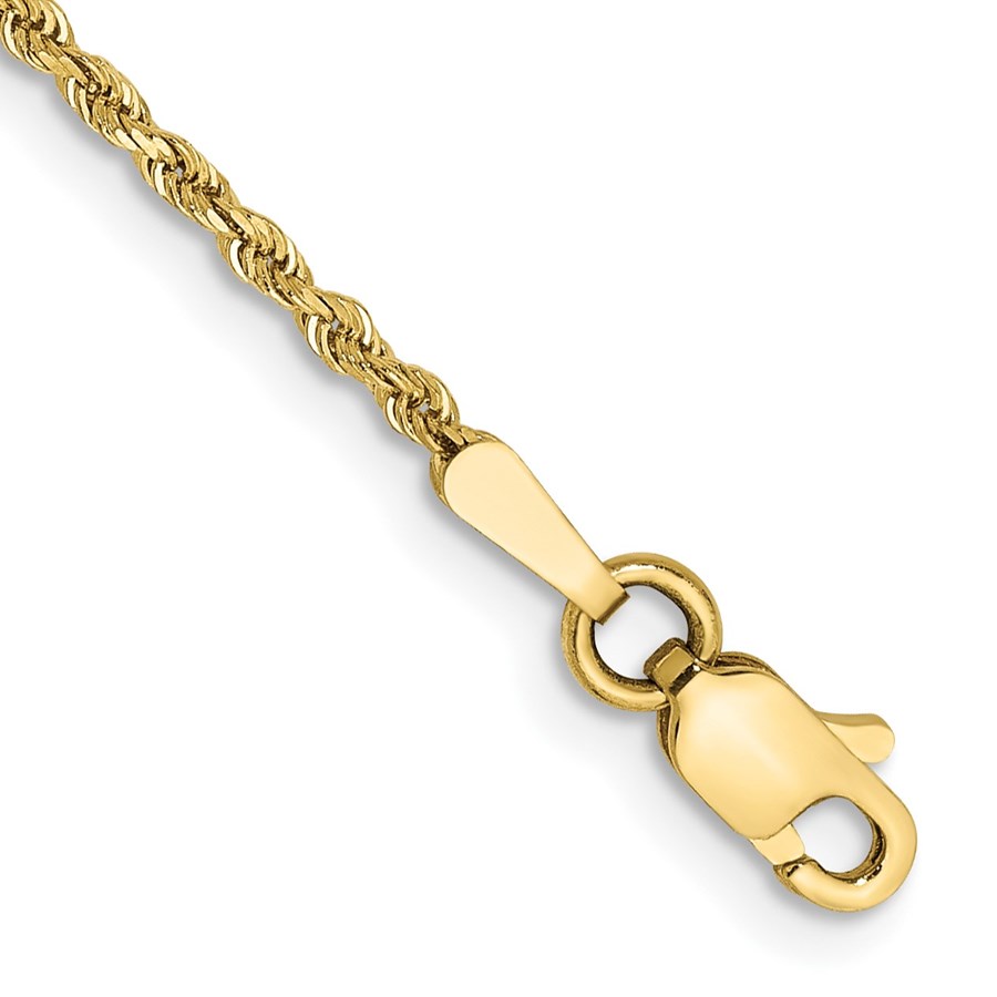 10K Yellow Gold 1.5mm Diamondcut Rope Chain Anklet 10 in.