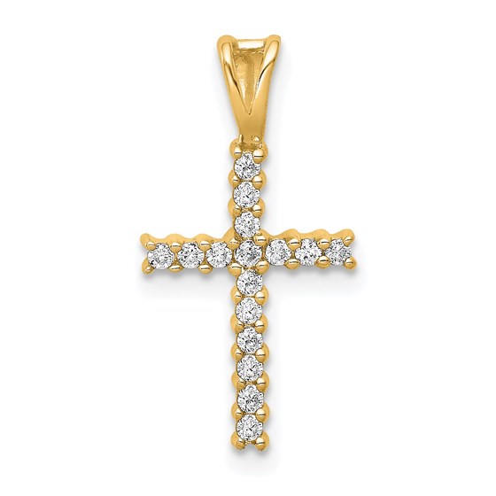 10K Yellow Gold 1/6ct. Diamond Latin Cross Pendant - 19.5 mm 10K Yellow Gold 1/6ct. Diamond Latin Cross Pendant - 19.5 mm