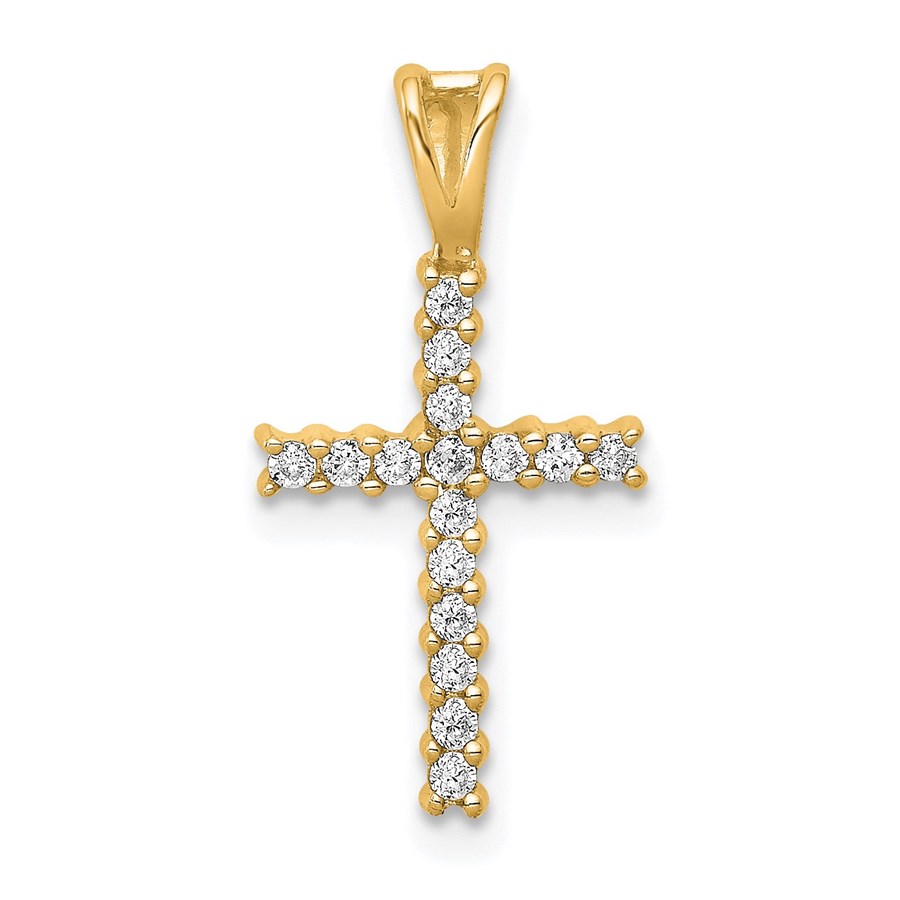 10K Yellow Gold 1/6ct. Diamond Latin Cross Pendant - 19.5 mm