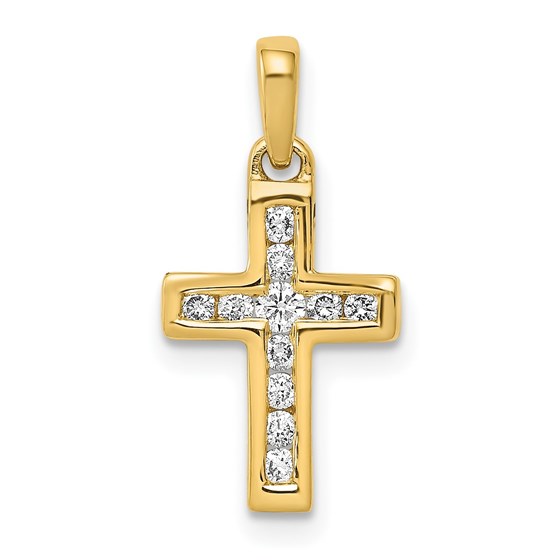 10K Yellow Gold 1/6ct. Diamond Latin Cross Pendant - 19 mm 10K Yellow Gold 1/6ct. Diamond Latin Cross Pendant - 19 mm