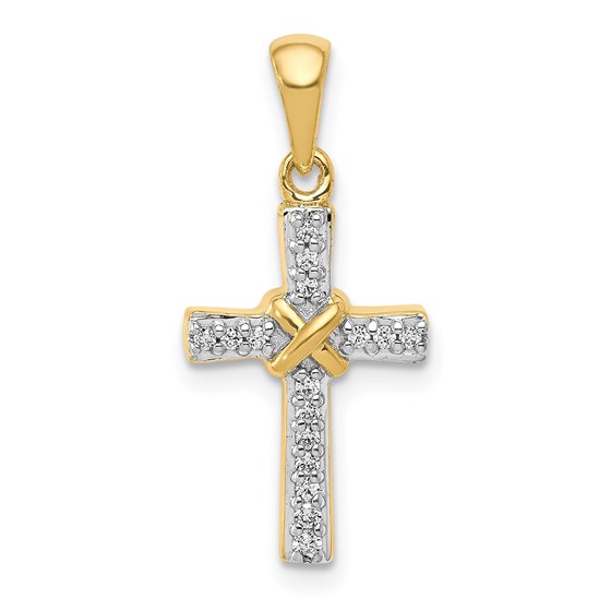 10K Yellow Gold 1/6ct. Diamond Latin Cross Pendant - 23.5 mm 10K Yellow Gold 1/6ct. Diamond Latin Cross Pendant - 23.5 mm