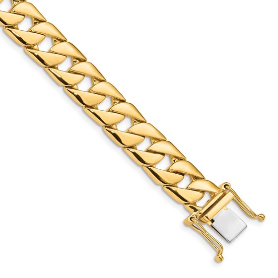 10K Yellow Gold 10.2mm Hand- Fancy Link Bracelet - 8 in.
