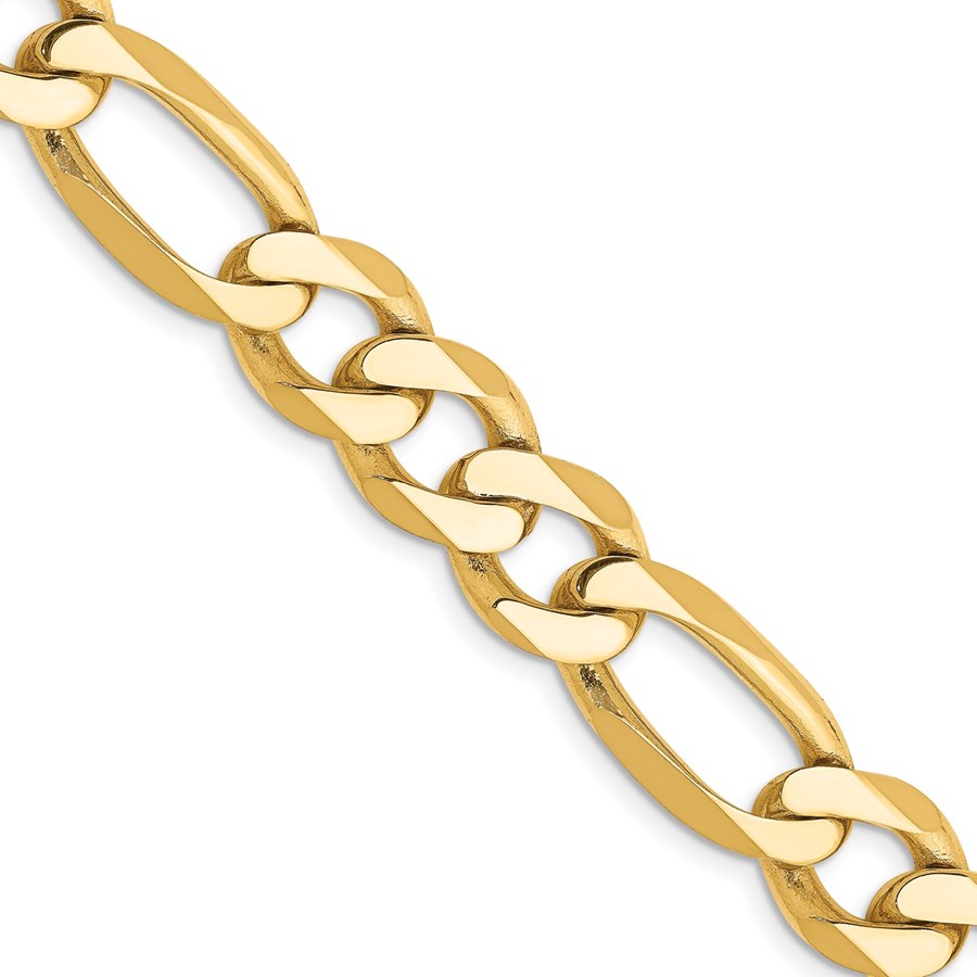 10K Yellow Gold 10mm Flat Figaro Chain - 26 in.