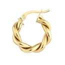 10K Yellow Gold 10x4 mm Braided Double Tube Hoop Earrings