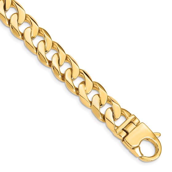 10K Yellow Gold 11mm Fancy Curb Link Bracelet - 8.25 in.