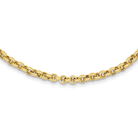 10K Yellow Gold 18in 5mm Fancy Rolo Link Necklace - 18 in. 10K Yellow Gold 18in 5mm Fancy Rolo Link Necklace - 18 in.