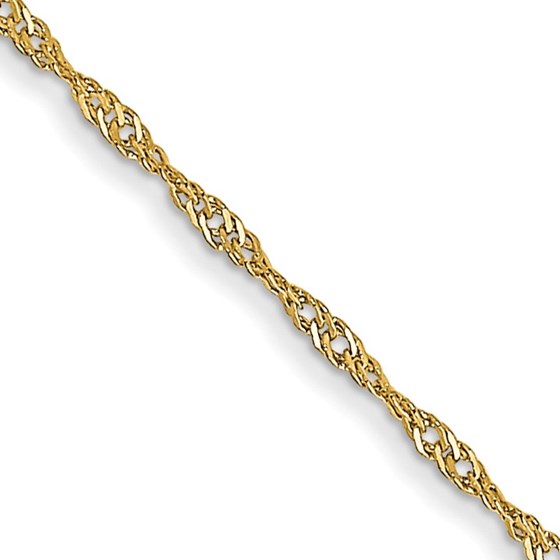 10K Yellow Gold 1mm Carded Singapore Chain - 24 in.