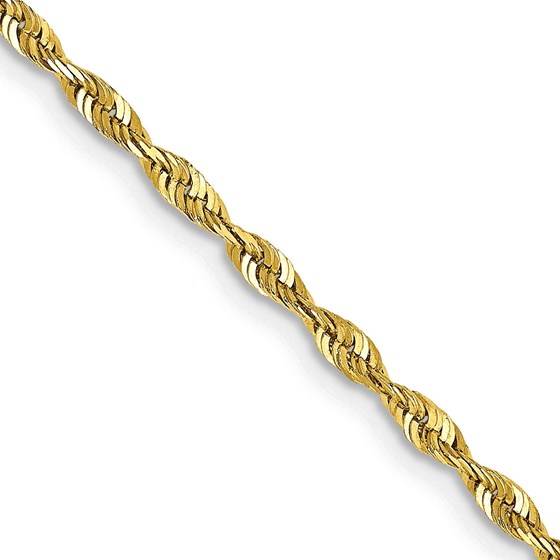 10K Yellow Gold 2.0mm Extra-Light D/C Rope Chain - 9 in. 10K Yellow Gold 2.0mm Extra-Light D/C Rope Chain - 9 in.