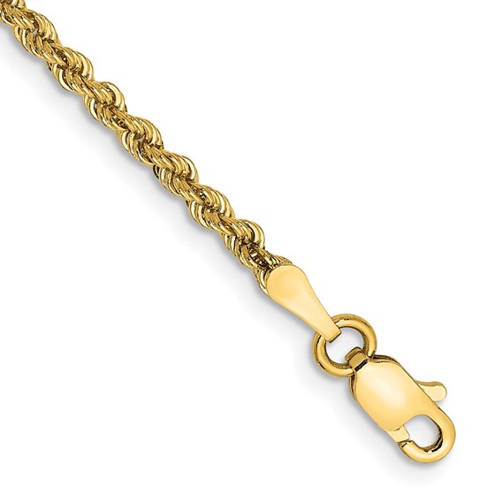 10K Yellow Gold 2.25mm Regular Rope Chain - 7 in. 10K Yellow Gold 2.25mm Regular Rope Chain - 7 in.