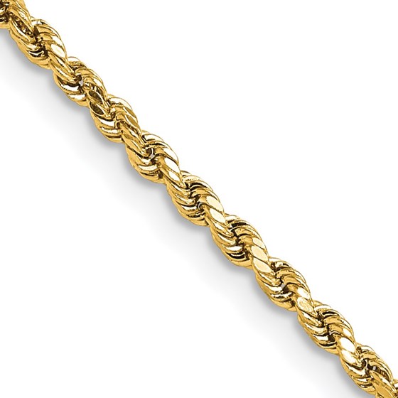 10K Yellow Gold 2.25mm Semi-solid D/C Rope Chain - 26 in. 10K Yellow Gold 2.25mm Semi-solid D/C Rope Chain - 26 in.