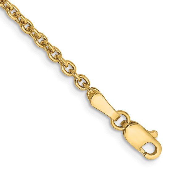 10K Yellow Gold 2.2mm Forzantine Cable Chain Anklet - 9 in.