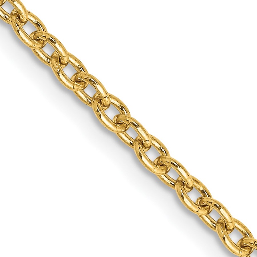 10K Yellow Gold 2.4mm Round Open Link Cable Chain - 24 in.