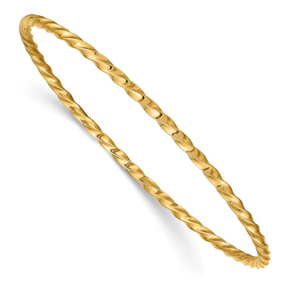 10K Yellow Gold 2.50mm Twisted Slip-on Bangle - 8 in.
