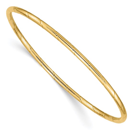 10K Yellow Gold 2.5mm Grooved Slip-on Bangle - 8 in. 10K Yellow Gold 2.5mm Grooved Slip-on Bangle - 8 in.