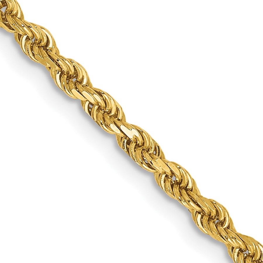 10K Yellow Gold 2.5mm Semi-solid D/C Rope Chain - 26 in.