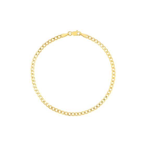10K Yellow Gold 2.7 mm Concave Open Curb w Lobster Clasp - 8in.